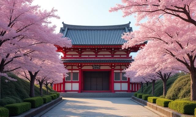 Traditionelle japanische Tempel und Kirschblüte in Kyoto