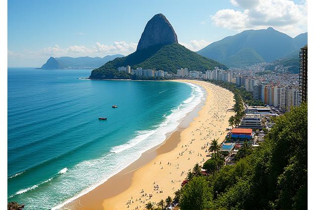 Strand von Copacabana und Zuckerhut in Rio de Janeiro, Brasilien